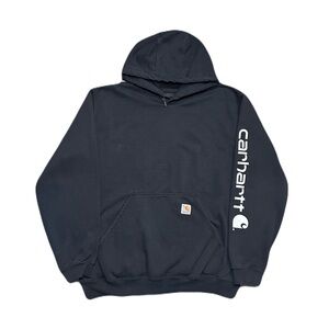 Carhartt Hoodie Mens Loose Fit black Spell out Logo Work Size Large